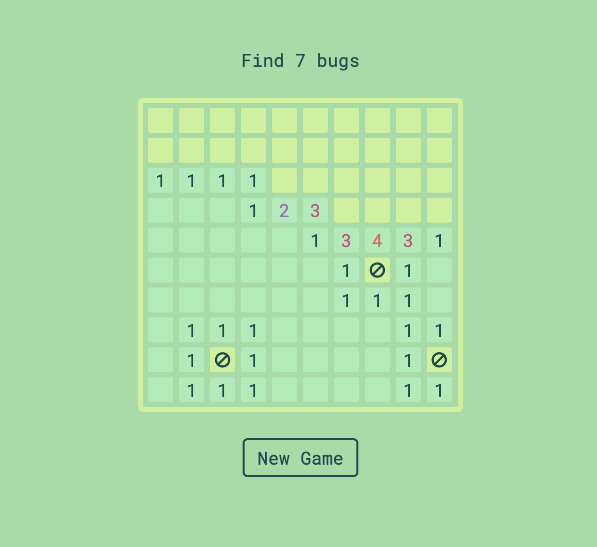 Bugsweeper Game