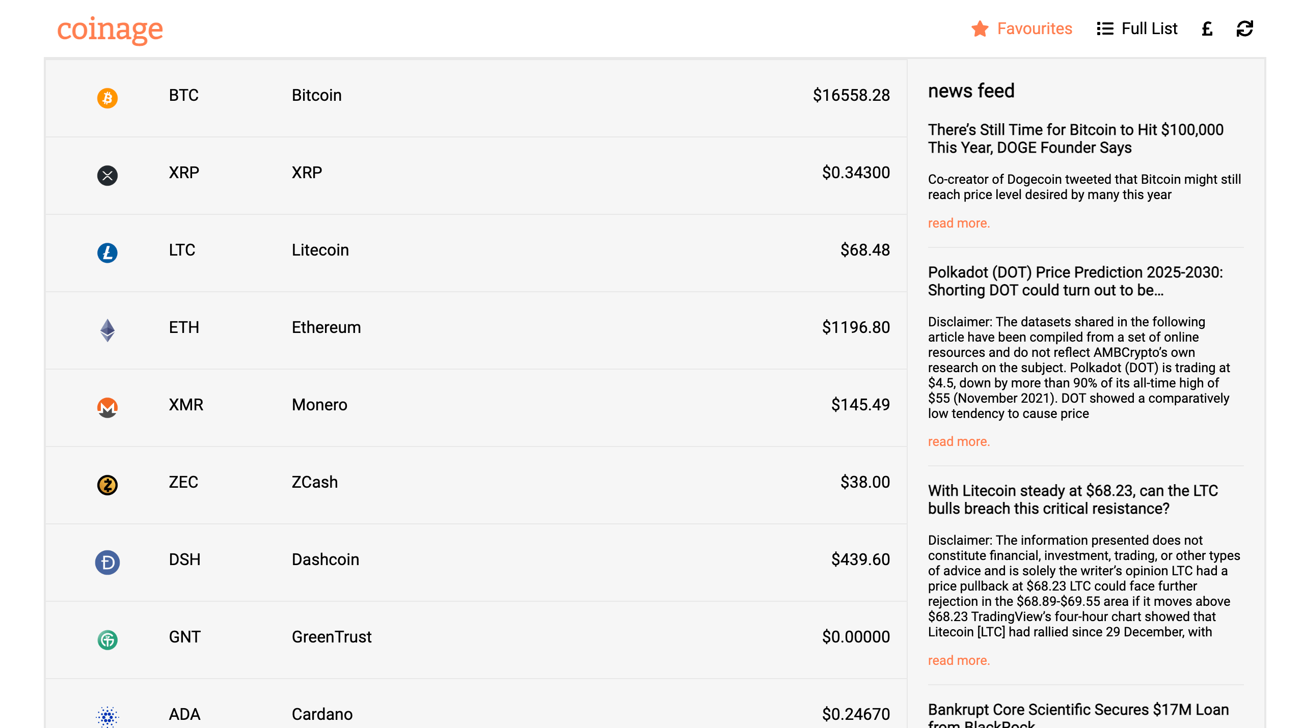 Coinage web app